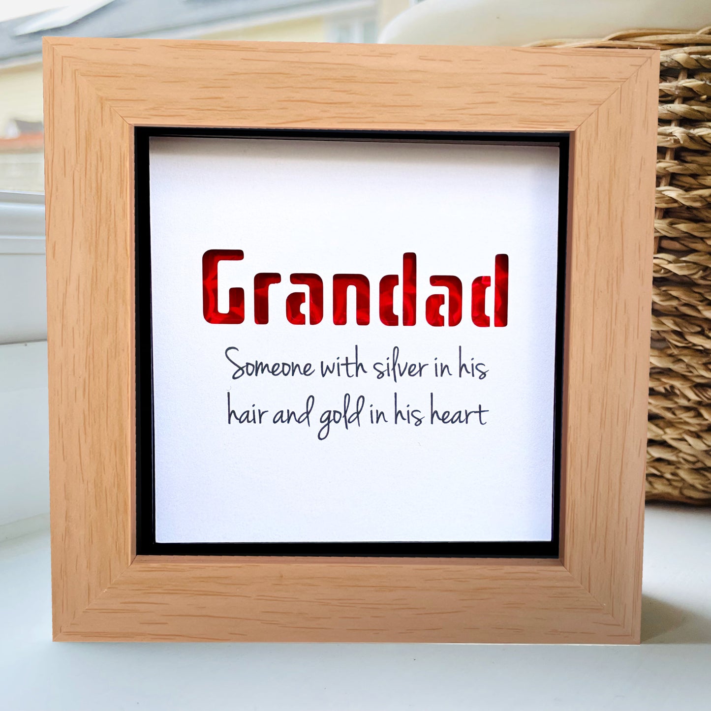 Grandad is someone with silver in his hair and gold in his heart quote (red)