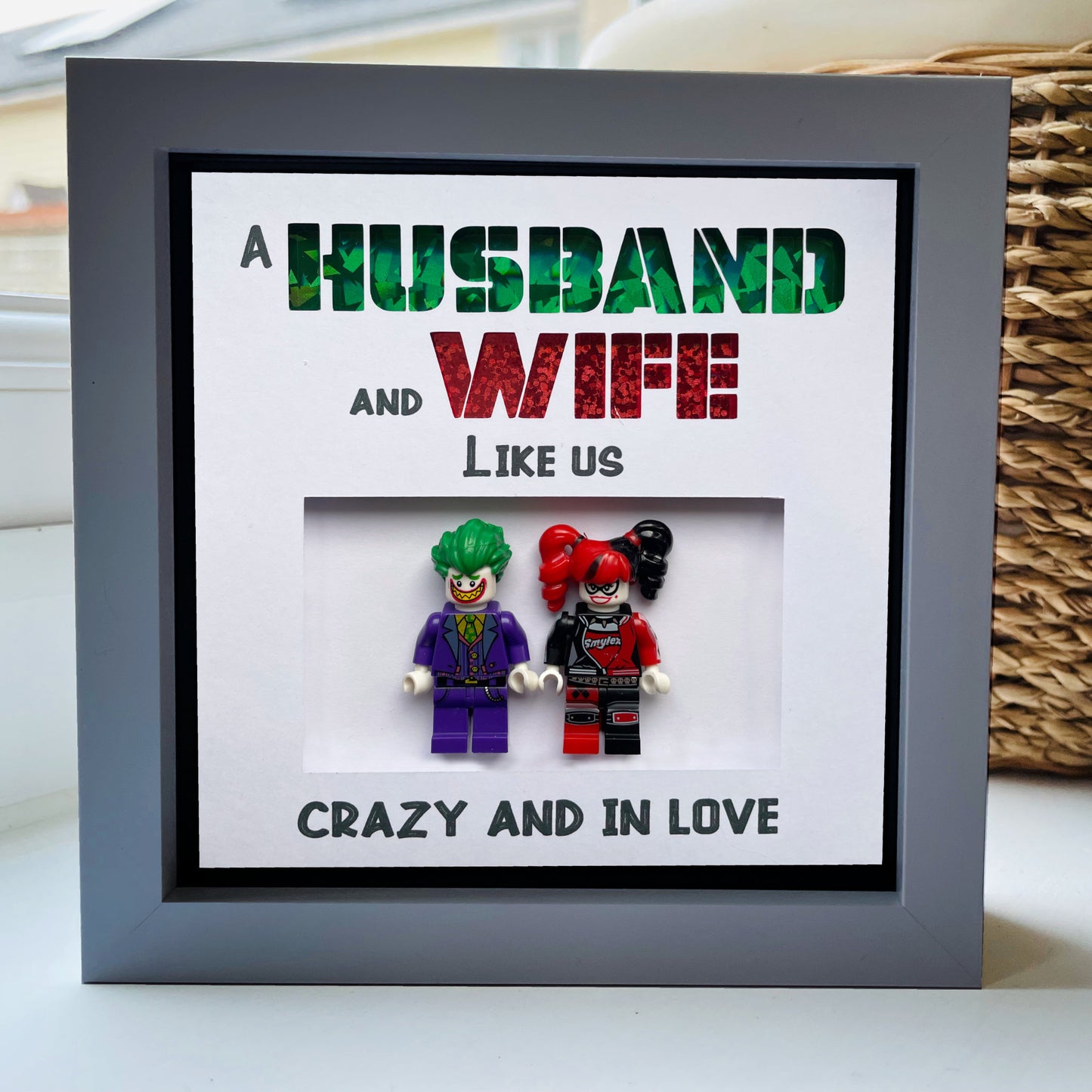 Husband and wife like us Character Frame - Holographic Green and Red Text