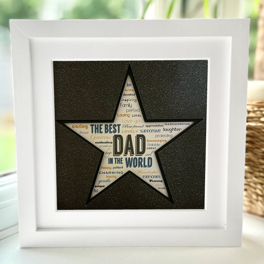 Personalised Best Dad 5 8 x 8” Box Frame