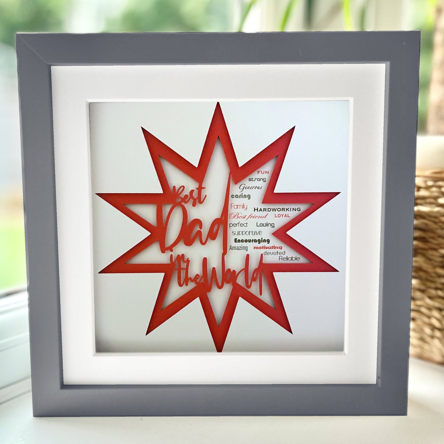 Personalised Best Dad in the world 1 8 x 8” Box Frame