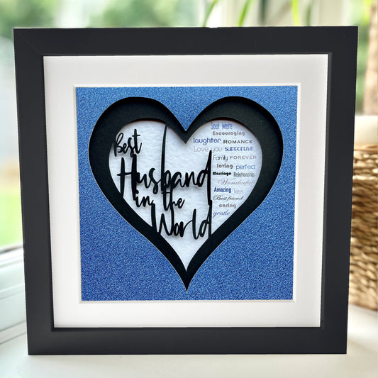 Personalised Best Husband in the World 1 8 x 8” Box Frame