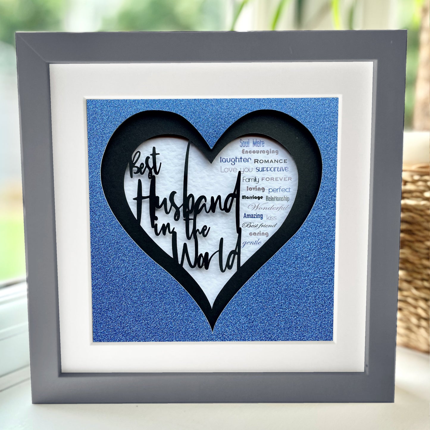 Personalised Best Husband in the World 1 8 x 8” Box Frame
