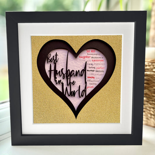 Personalised Best Husband in the World 3 8 x 8” Box Frame