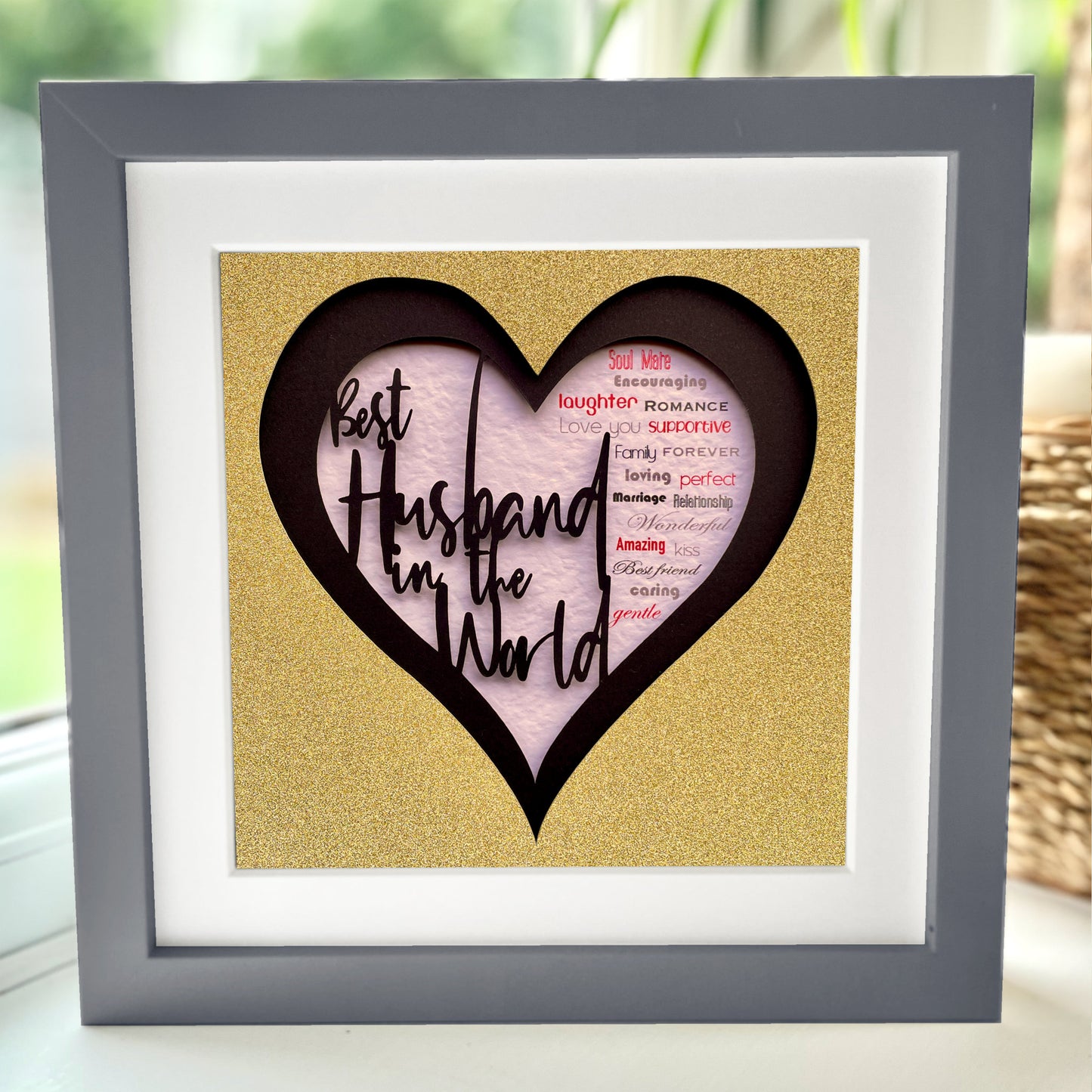 Personalised Best Husband in the World 3 8 x 8” Box Frame