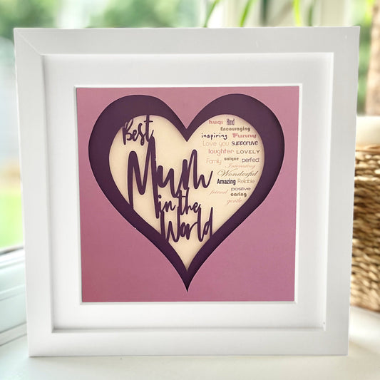 Personalised Best Mum in the World 1 8 x 8” Box Frame