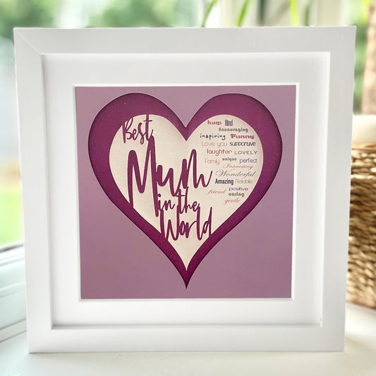Personalised Best Mum in the World 2 8 x 8” Box Frame