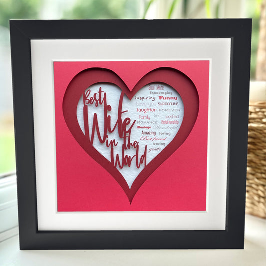 Personalised Best Wife in the World 1 8 x 8” Box Frame