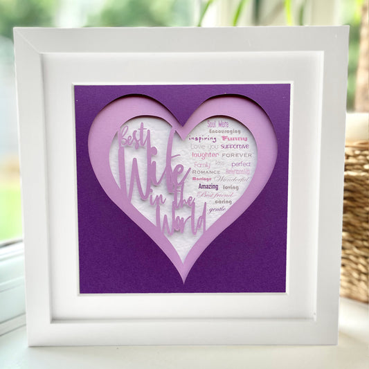 Personalised Best Wife in the World 2 8 x 8” Box Frame