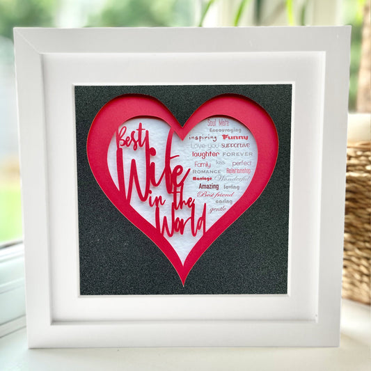 Personalised Best Wife in the World 3 8 x 8” Box Frame