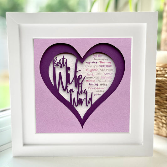 Personalised Best Wife in the World 4 8 x 8” Box Frame