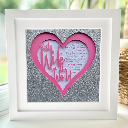 Personalised Best Wife in the World 5 8 x 8” Box Frame