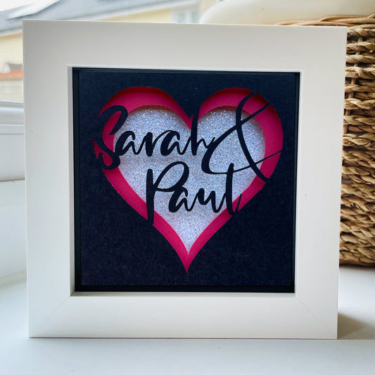 Personalised Name Heart Box Frame