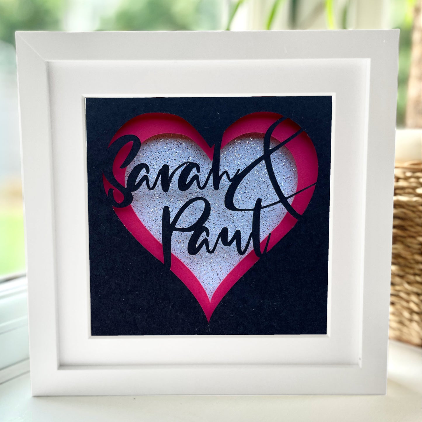 Personalised Name Heart Box Frame