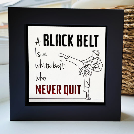 A Black belt is a White Belt that Never Quit Karate Quote 1