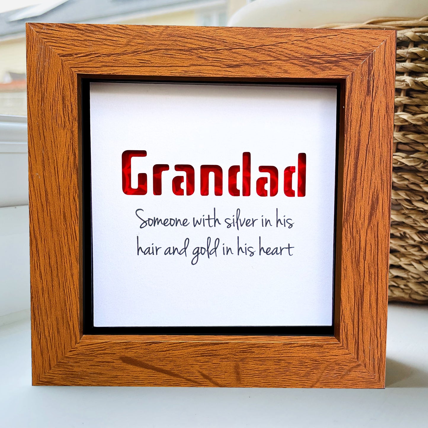 Grandad is someone with silver in his hair and gold in his heart quote (red)