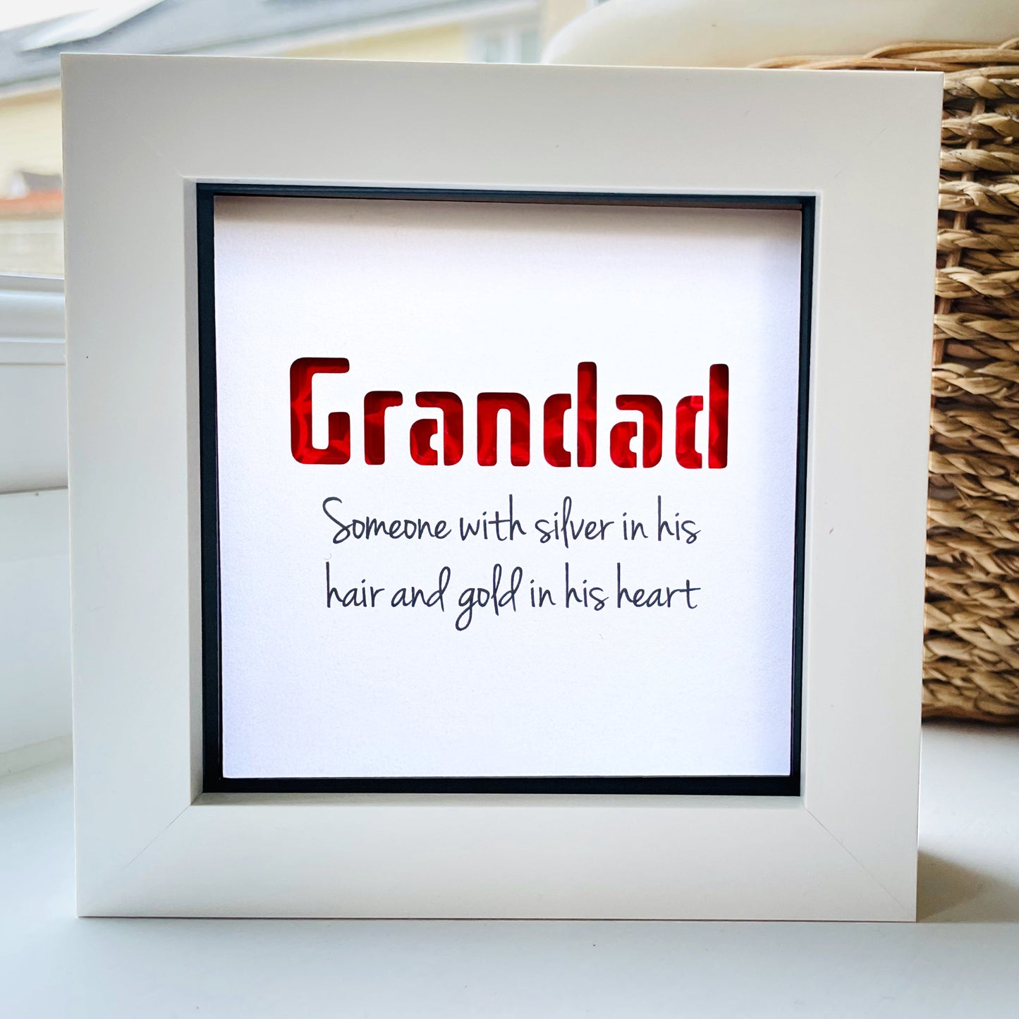 Grandad is someone with silver in his hair and gold in his heart quote (red)