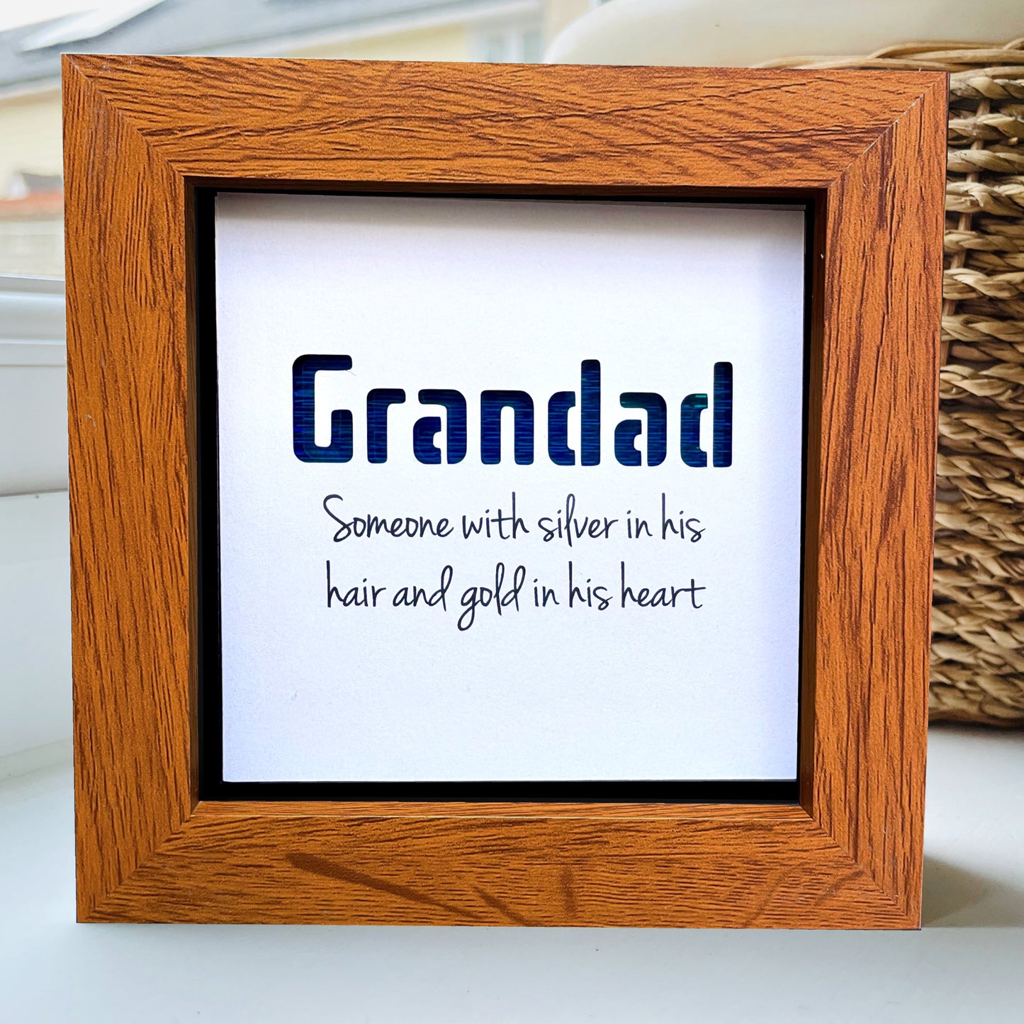 Grandad is someone with silver in his hair and gold in his heart quote (Blue)