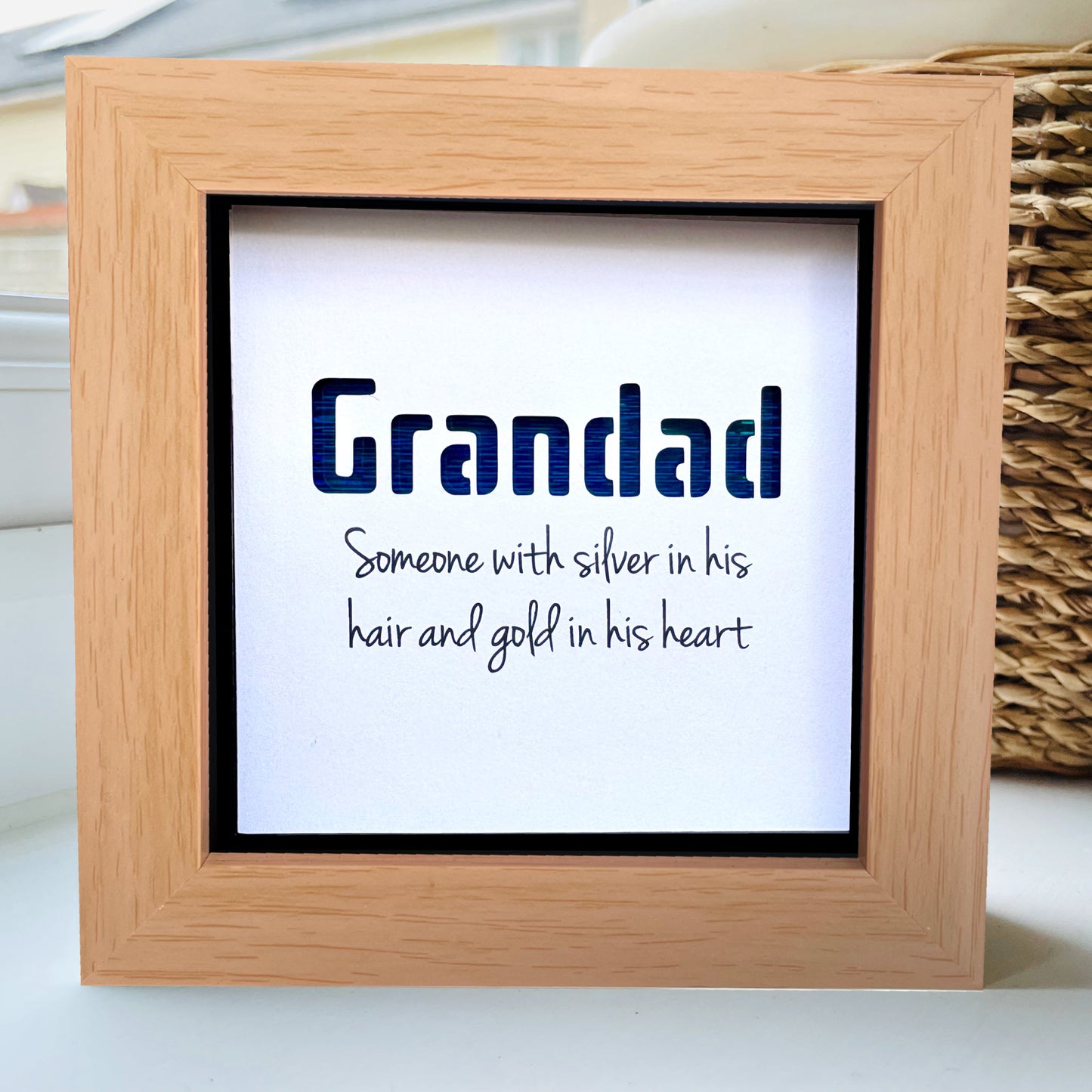 Grandad is someone with silver in his hair and gold in his heart quote (Blue)