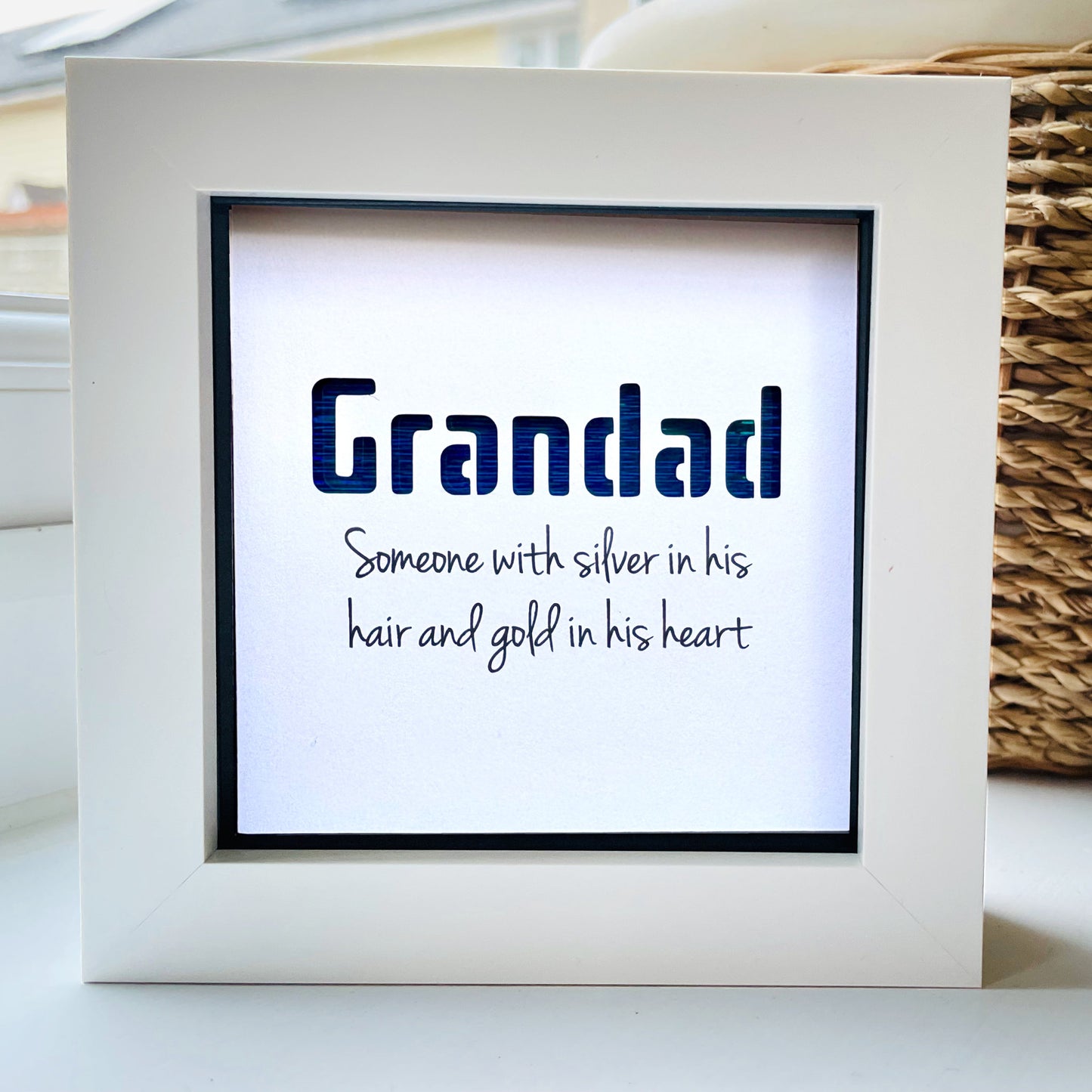 Grandad is someone with silver in his hair and gold in his heart quote (Blue)