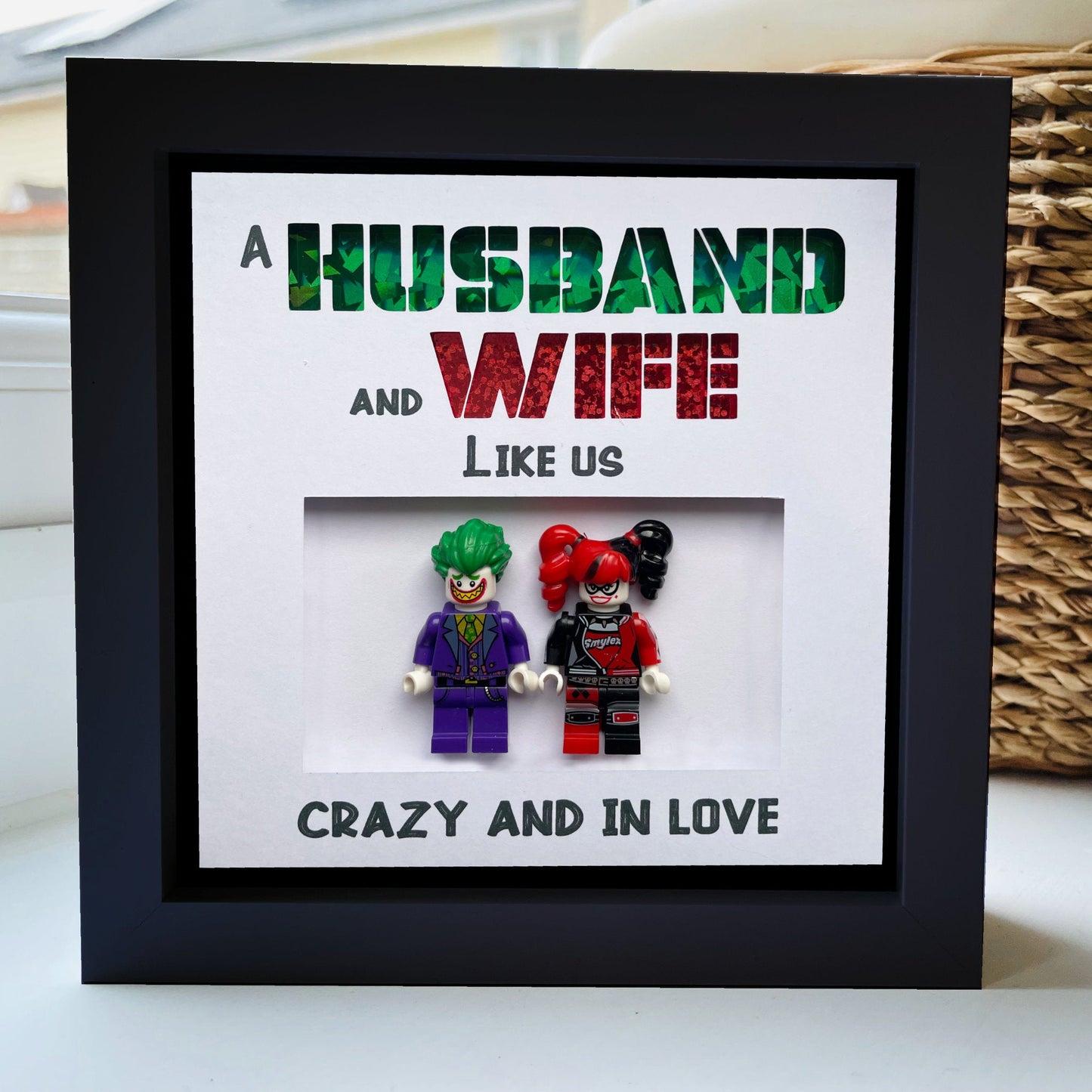 Husband and wife like us Character Frame - Holographic Green and Red Text