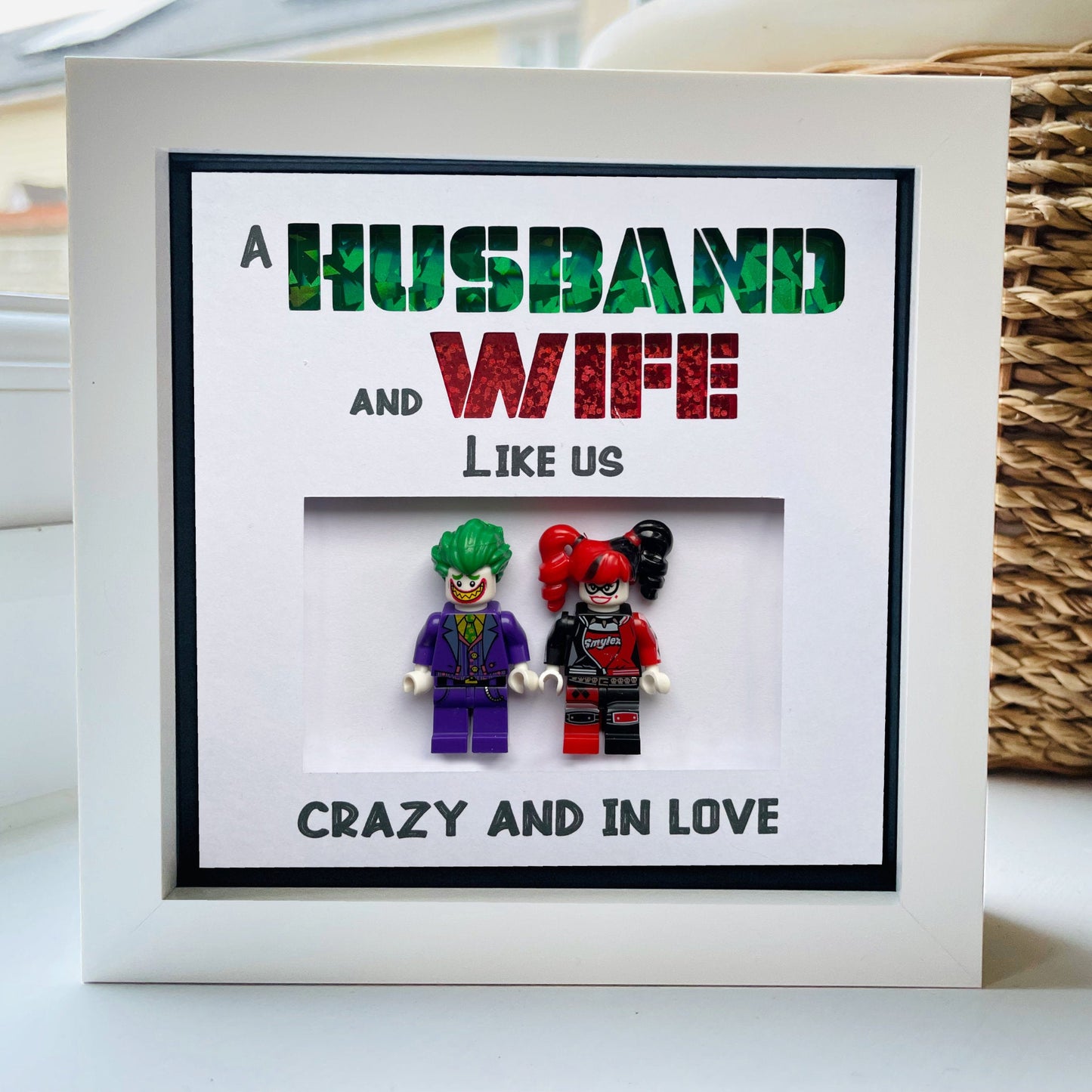 Husband and wife like us Character Frame - Holographic Green and Red Text