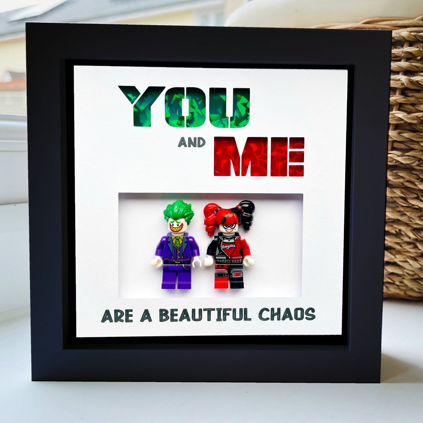 Husband and wife like us Character Frame - Holographic Green and Red Text
