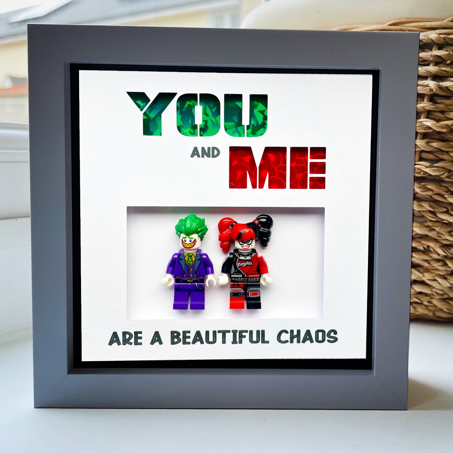 Husband and wife like us Character Frame - Holographic Green and Red Text