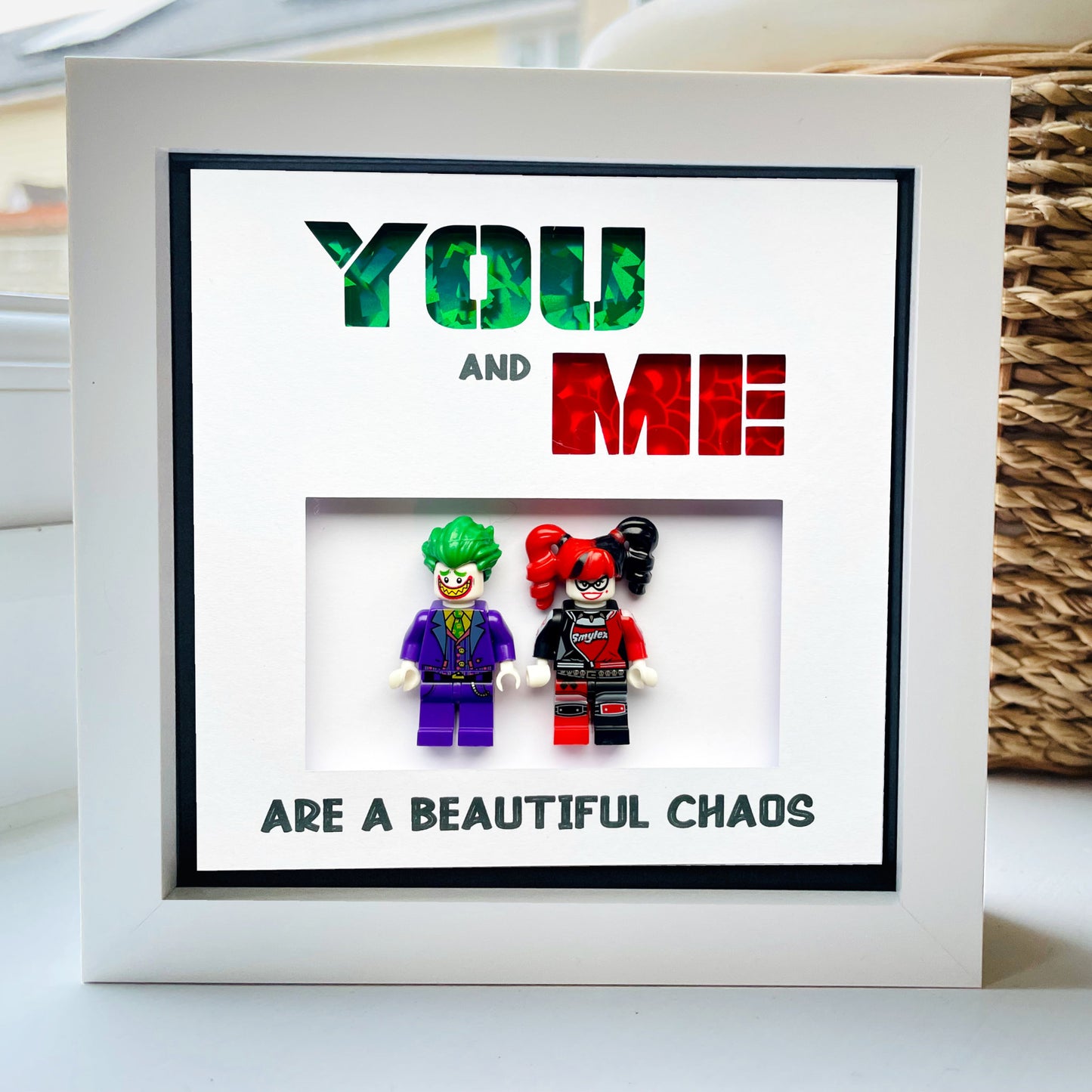 Husband and wife like us Character Frame - Holographic Green and Red Text