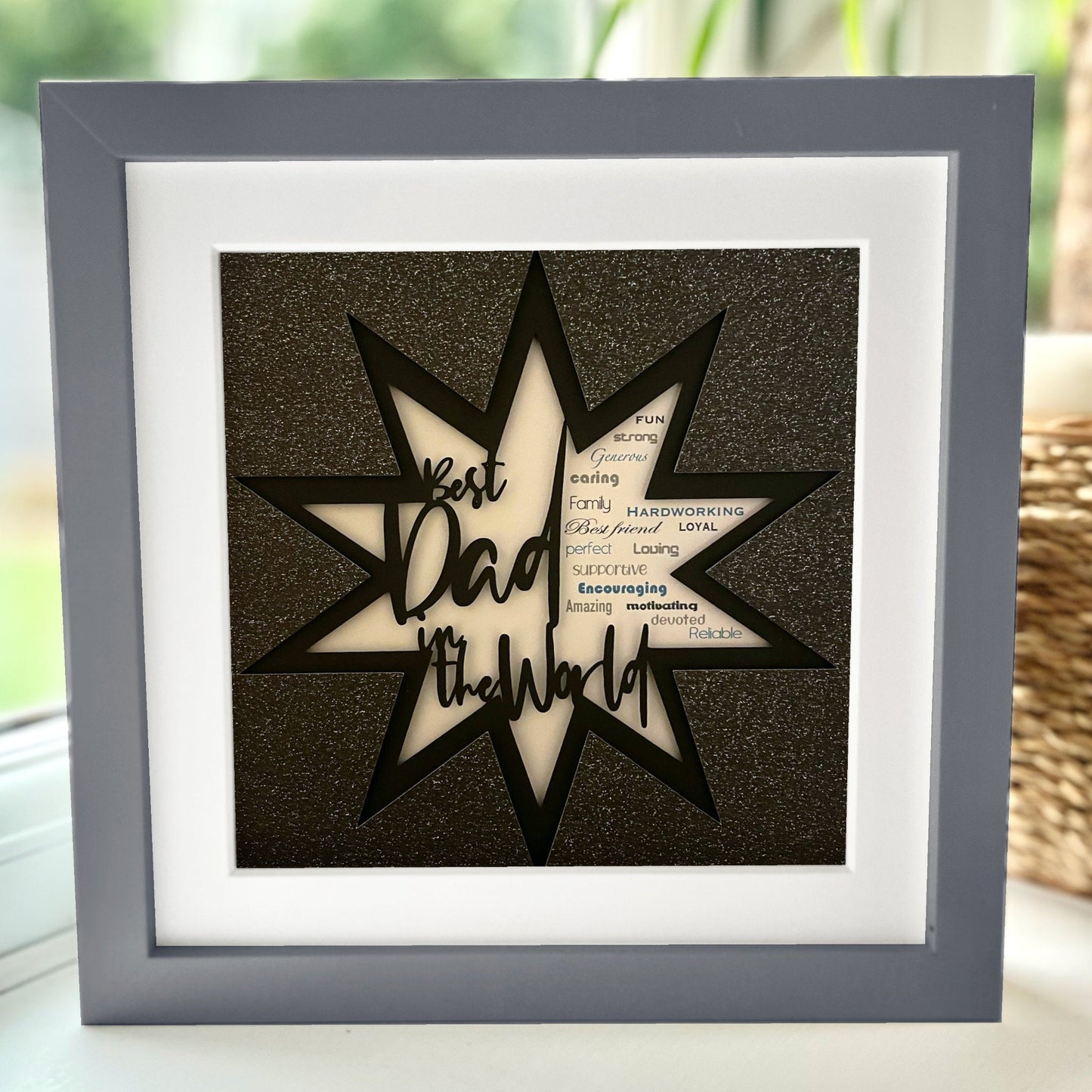 Personalised Best Dad in the world 3 8 x 8” Box Frame