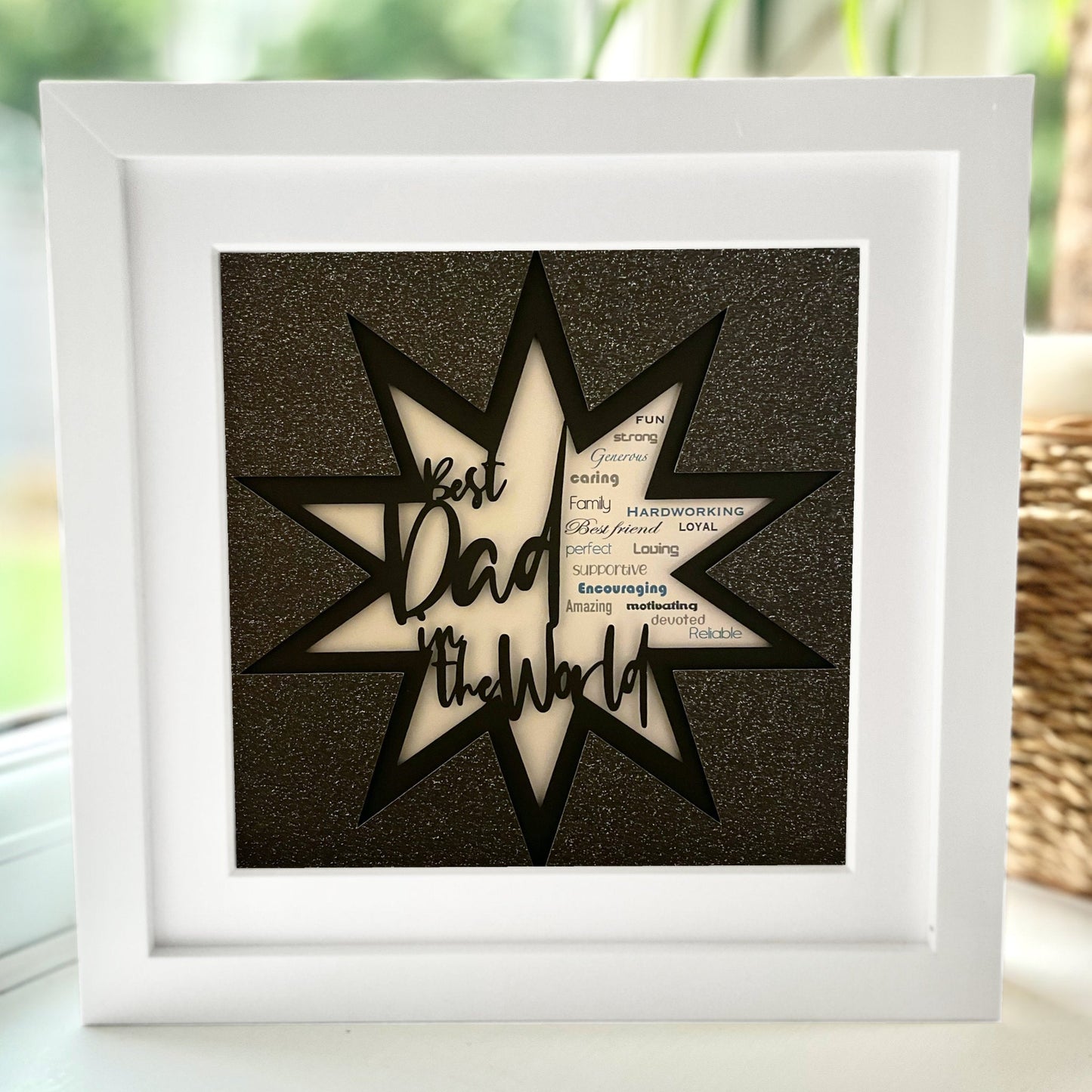 Personalised Best Dad in the world 3 8 x 8” Box Frame