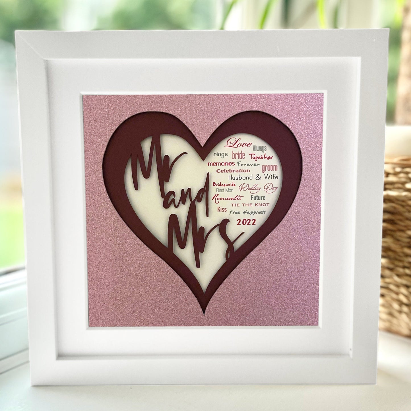 Personalised Mr & Mrs 1 8 x 8” Box Frame